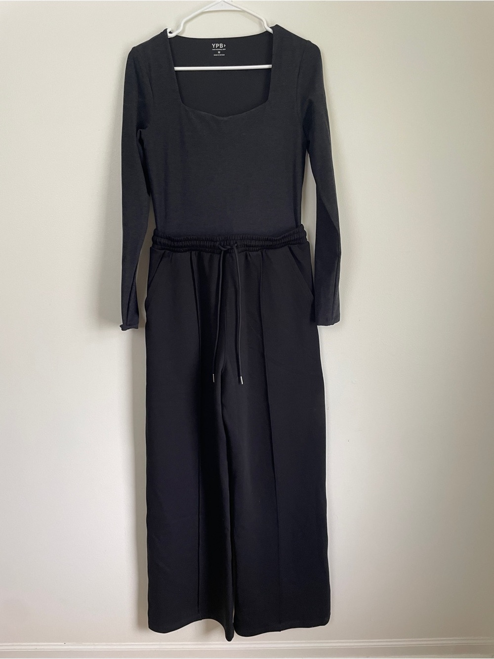 YPB Black Long Sleeve Jumpsuit with Drawstring Waist